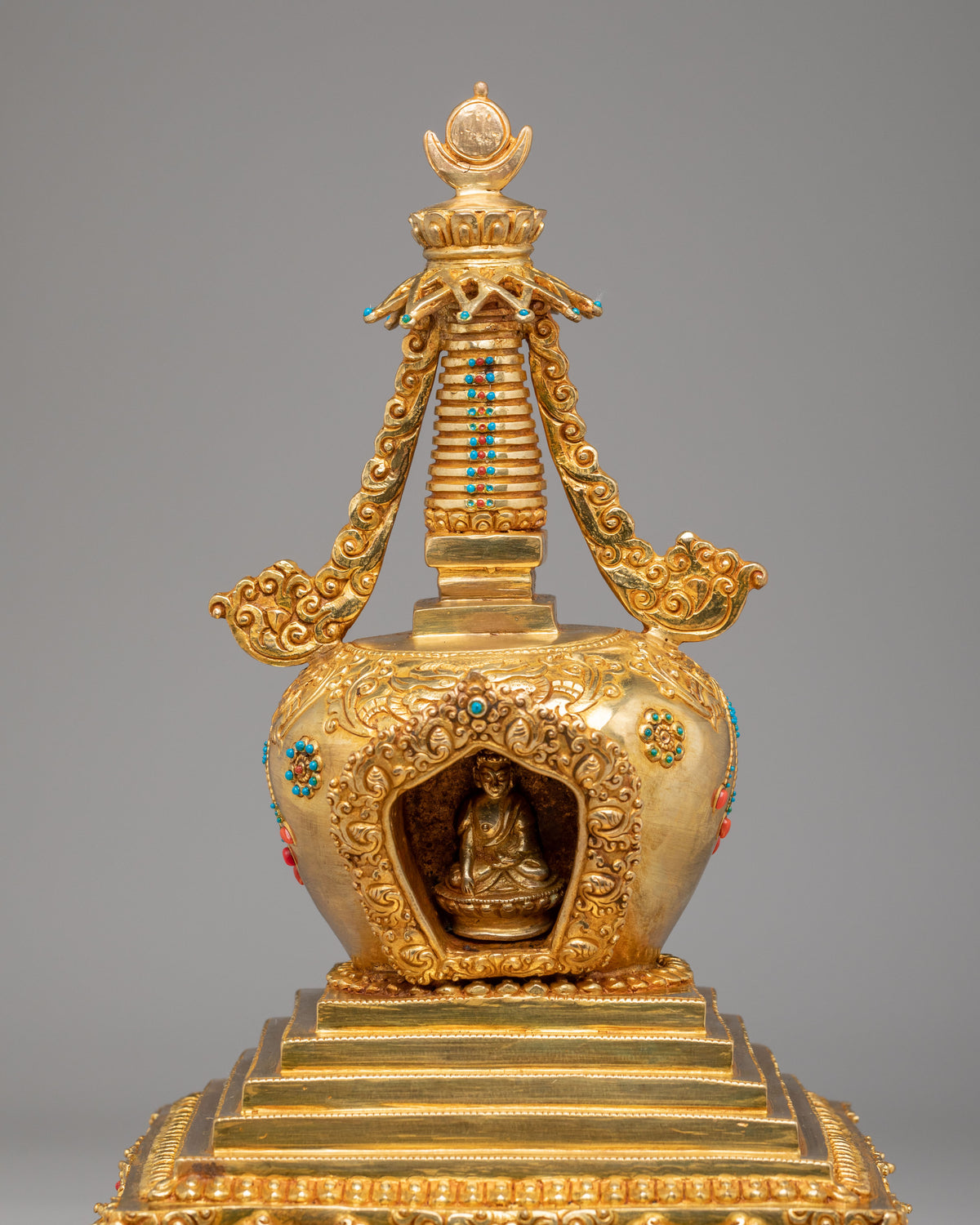 Enlightenment Chorten Stupa | Gold Plated Shakyamuni Buddha Shrine