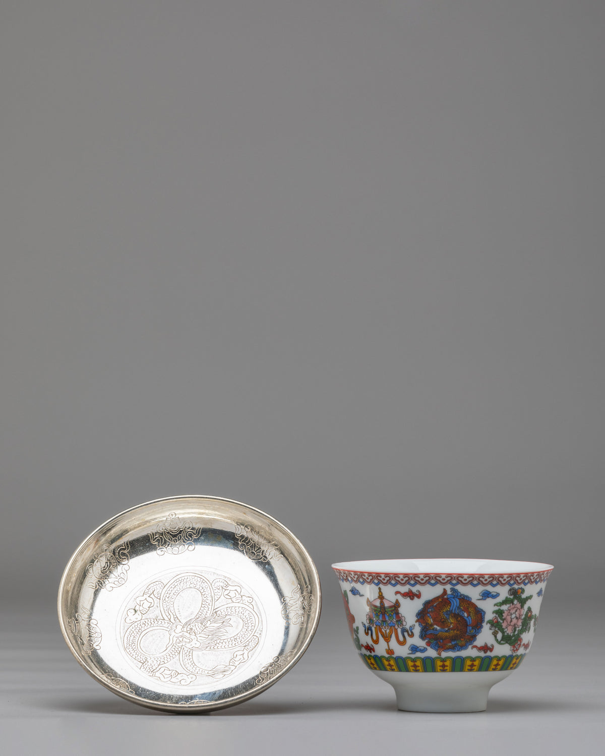 Tibetan Tea Cup Holder Set | Handcrafted Decor for Spiritual Ceremonies