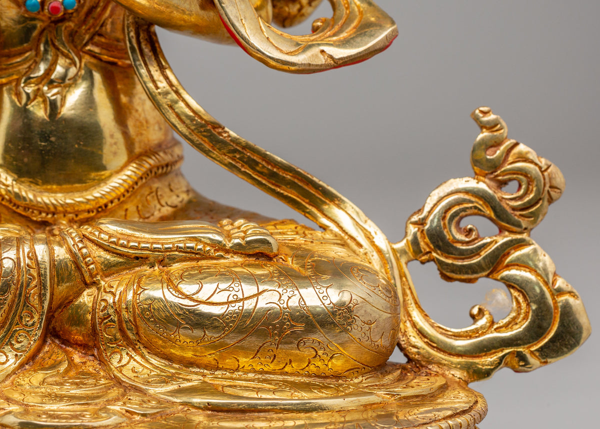 Buddhist Altar Chenrezig Sculpture | 24K Gold Gilded Compassion Statue