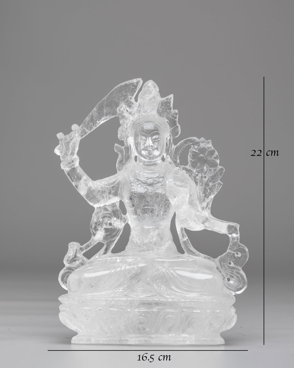 Crystal Manjushri Sculpture | Himalayan Crystal Buddhist Artwork