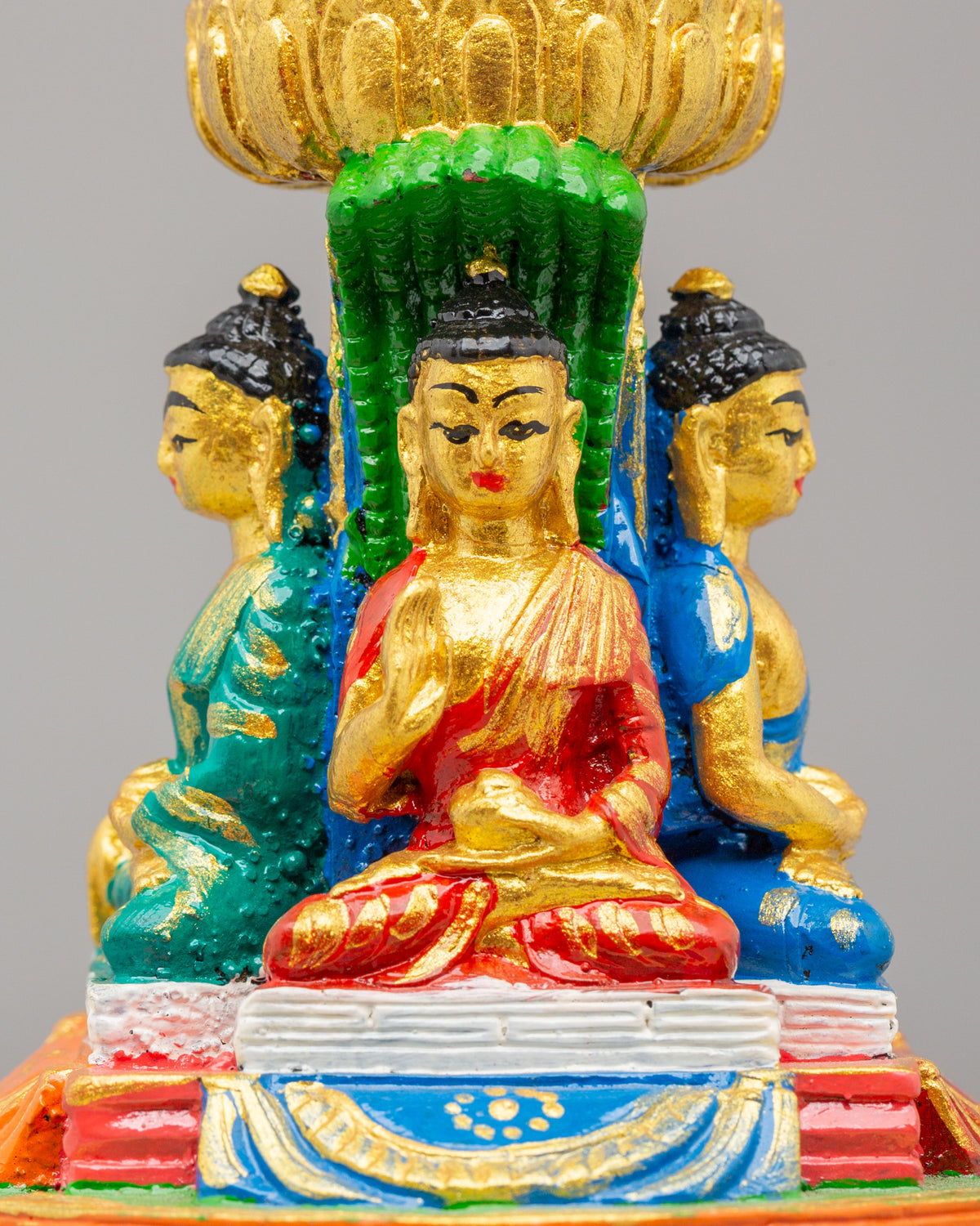 Stupa with Five Dhyani Buddhas | Handcrafted Sacred Shrine