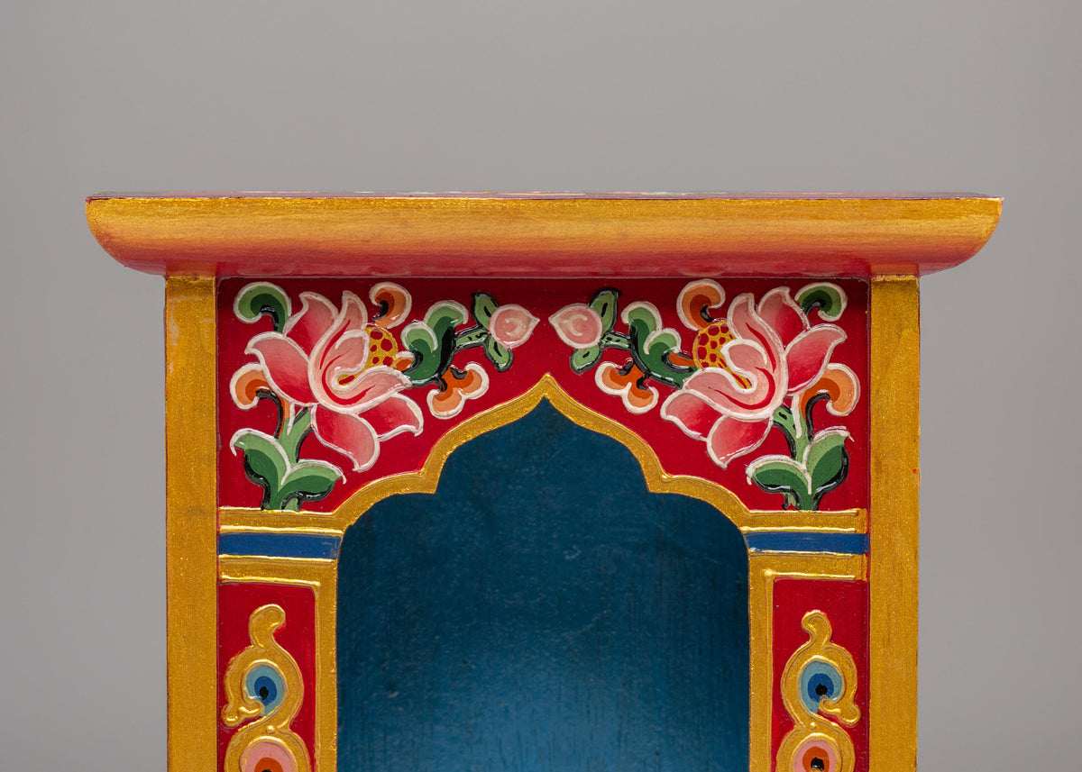 Buddhist Sacred Altar Box | Tibetan Wooden Shrine Cabinet