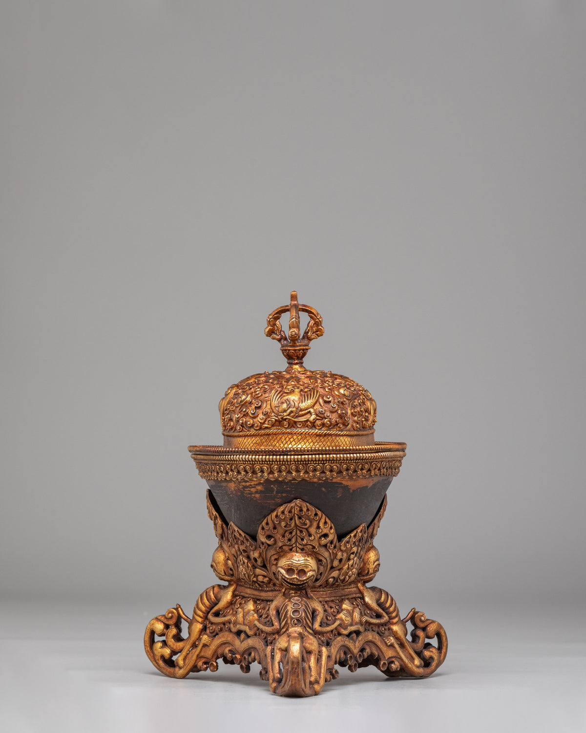 Traditional Tibetan Kapala Set for Altar | Ritual Offering Vessel