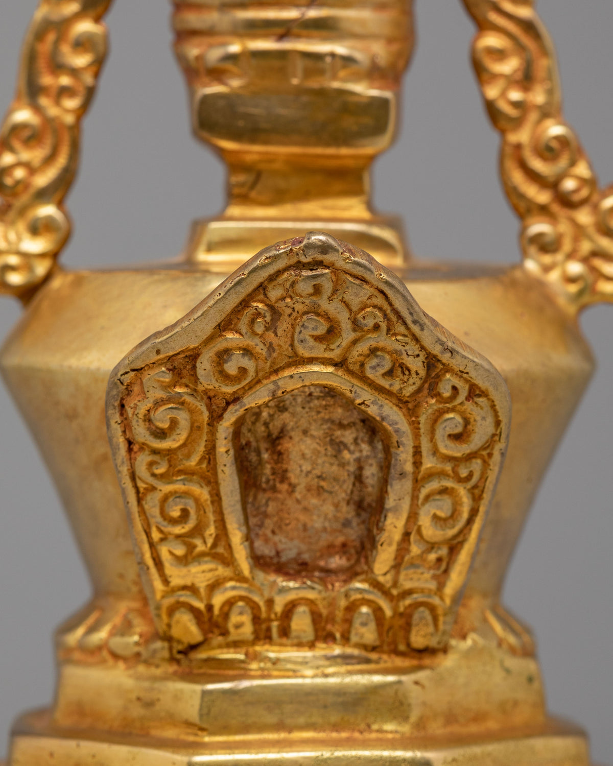Stupa of Reconciliation for Buddhist Altar | Gold-Plated Copper Sculpture