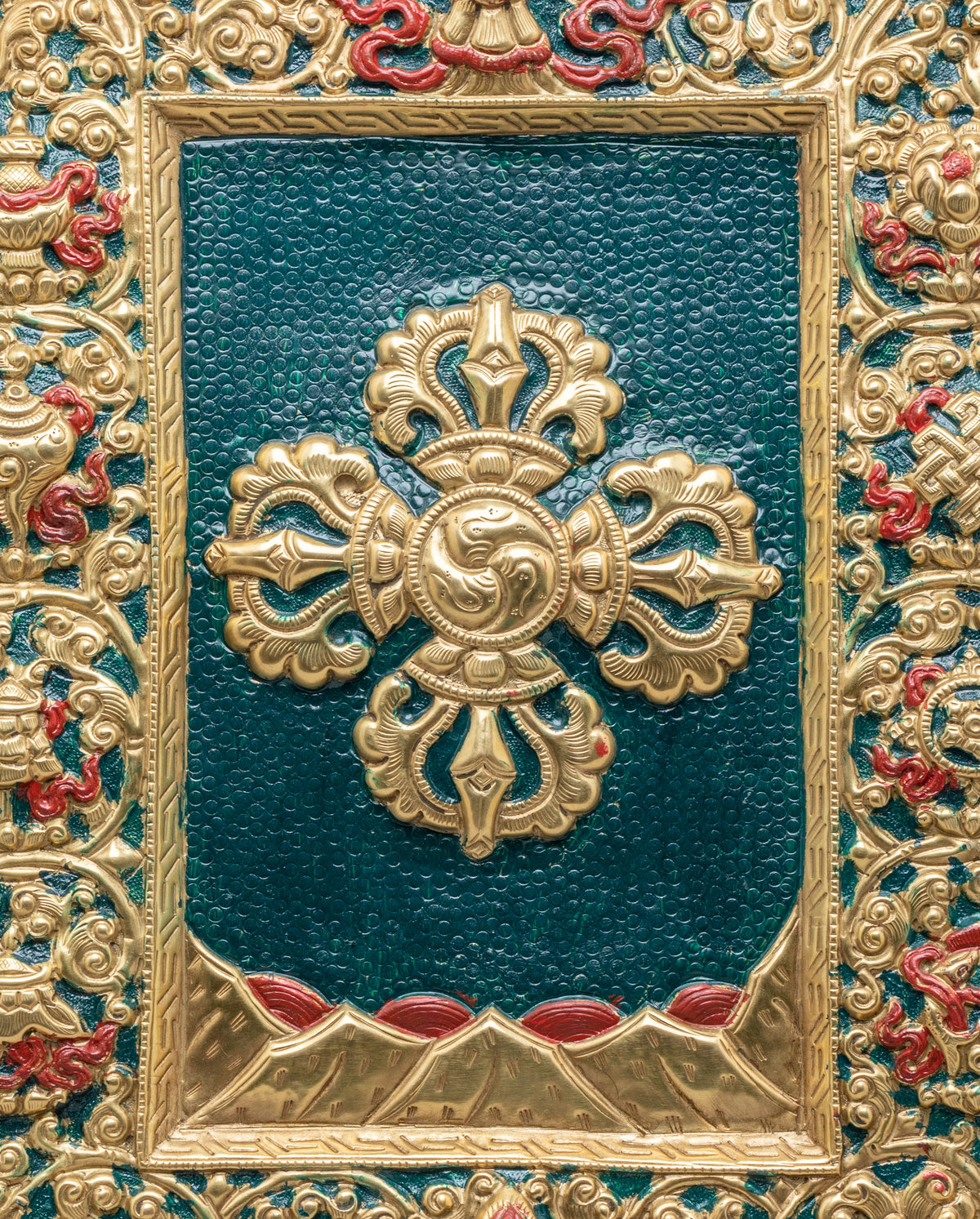 Traditional Bishwo Vajra Metal Thangka | Spiritual Artwork for Meditation