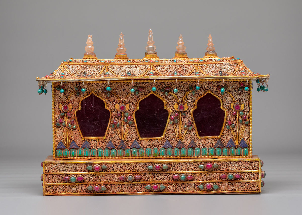 Tibetan Buddhist Spiritual Altar Box | Hand carved Meditation Box