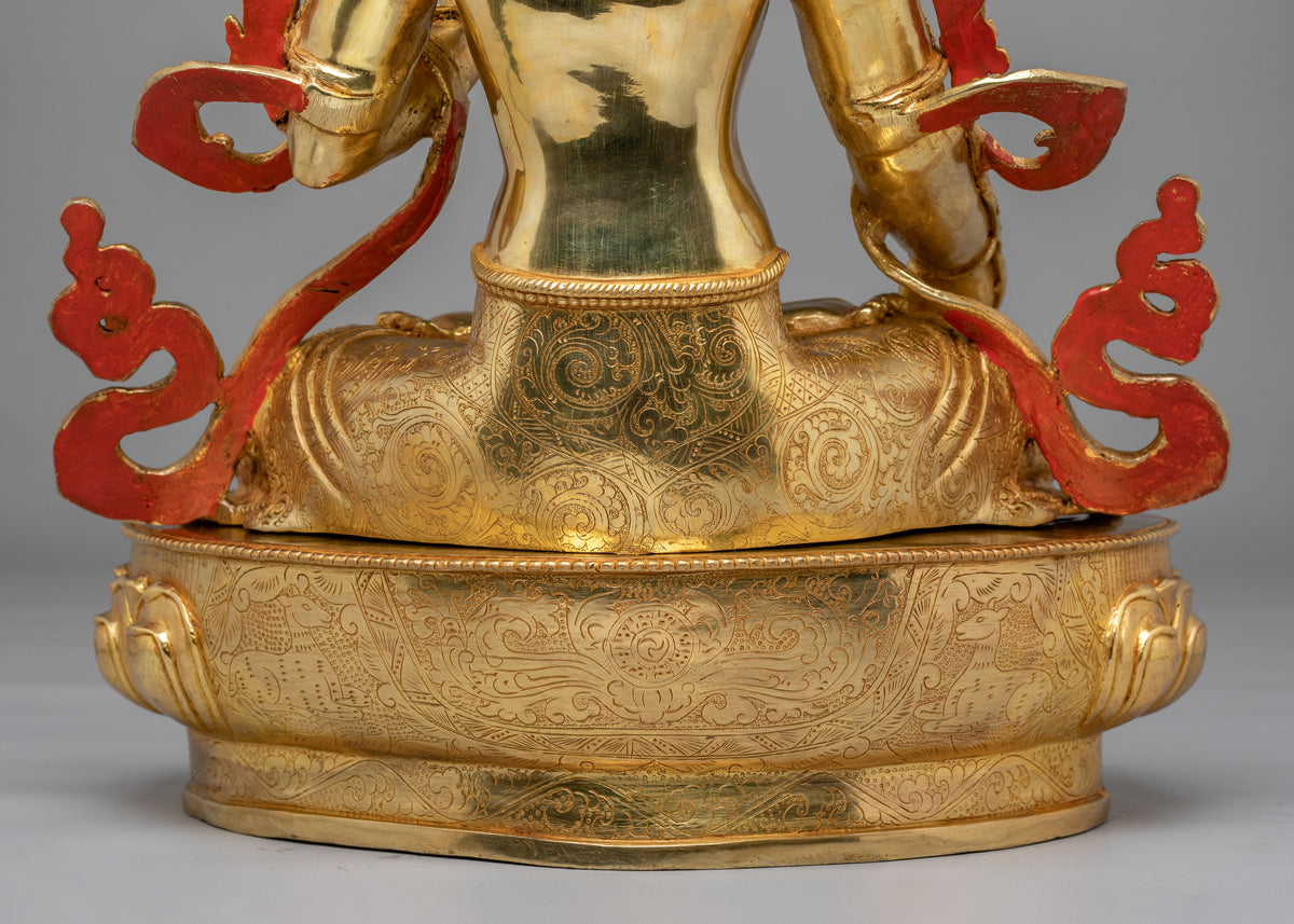 Tibetan Buddhist White Tara Sculpture | 24K Gold Plated Goddess Statue
