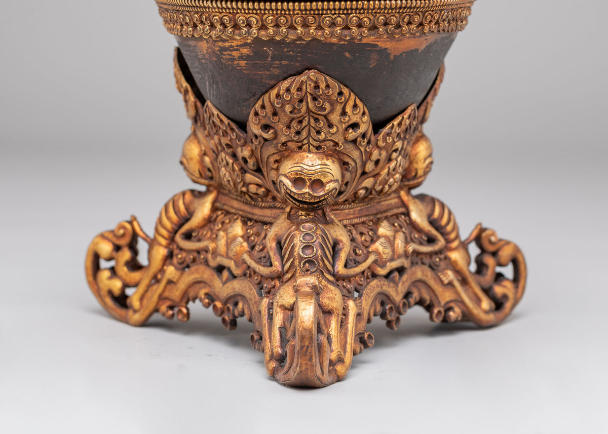 Traditional Tibetan Kapala Set for Altar | Ritual Offering Vessel