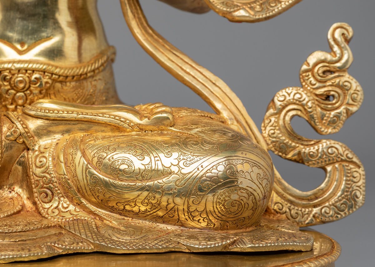 Tibetan Buddhist White Tara Sculpture | 24K Gold Plated Goddess Statue