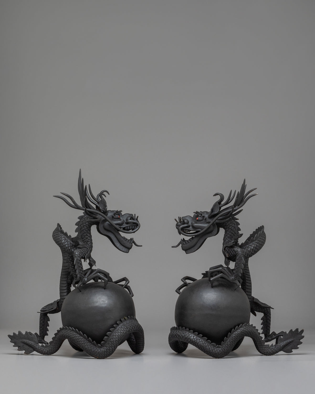 Handcrafted Dragon Sculpture Set | Tibetan Guardian Deity Figurines