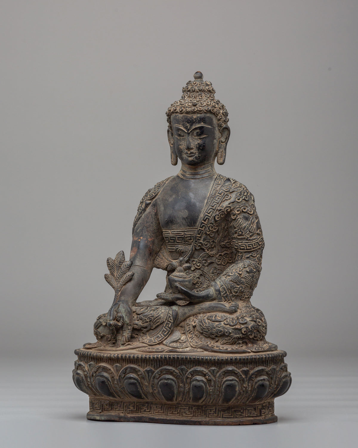 Tibetan Medicine Buddha Spiritual Statue | Handcrafted Oxidized Copper Statue