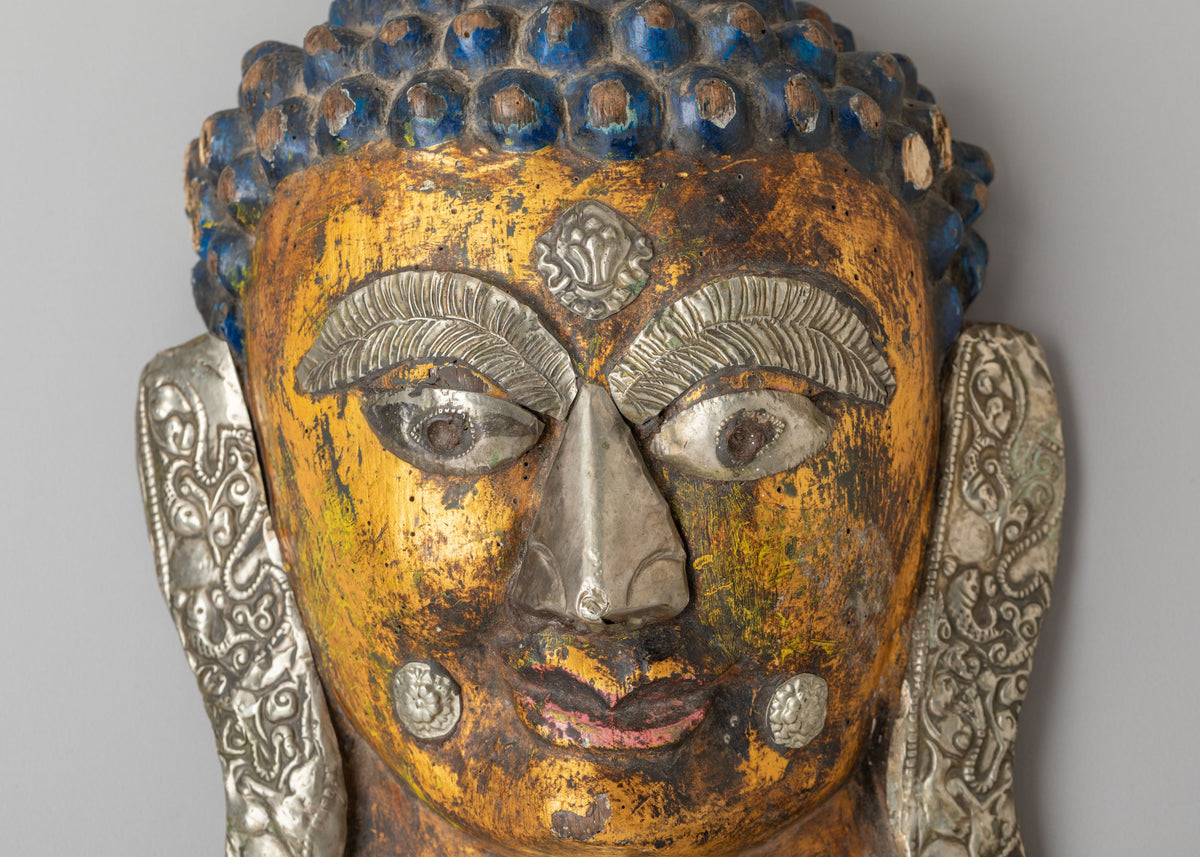 Tibetan Buddhist Buddha Head Wall Art | Himalayan Spiritual Artwork