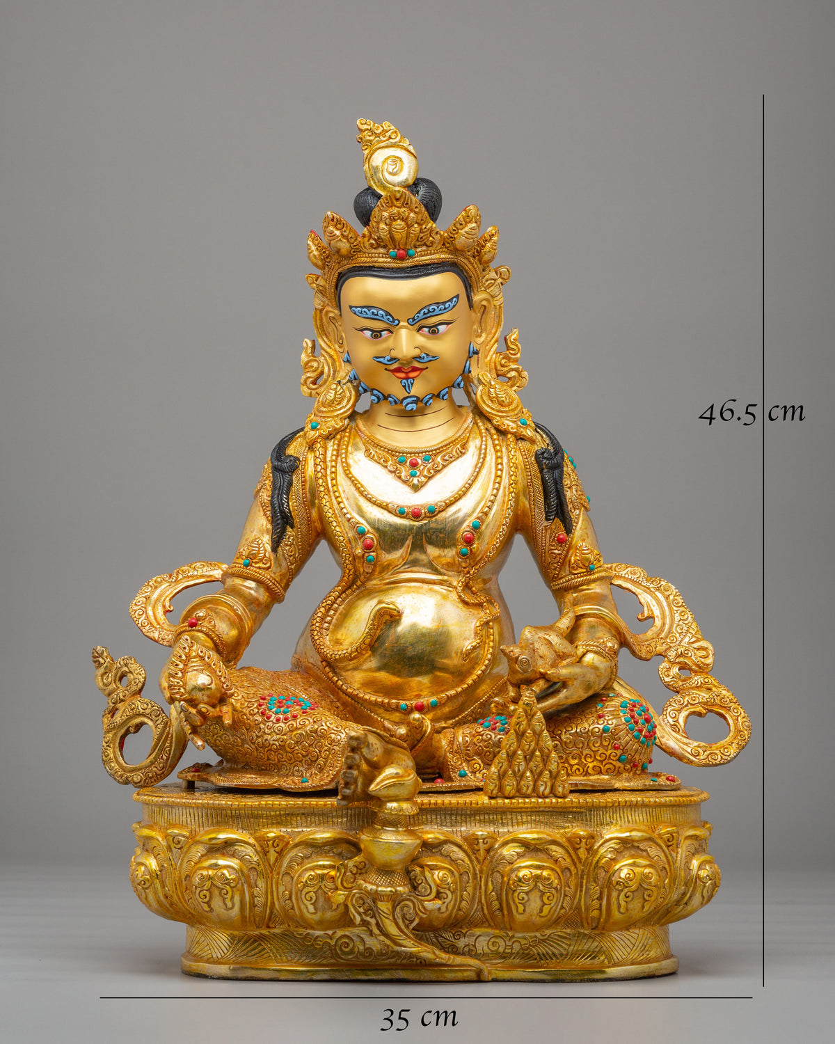 Traditional Dzambhala Altar Sculpture | 24K Gold Plated Buddhist Wealth Deity
