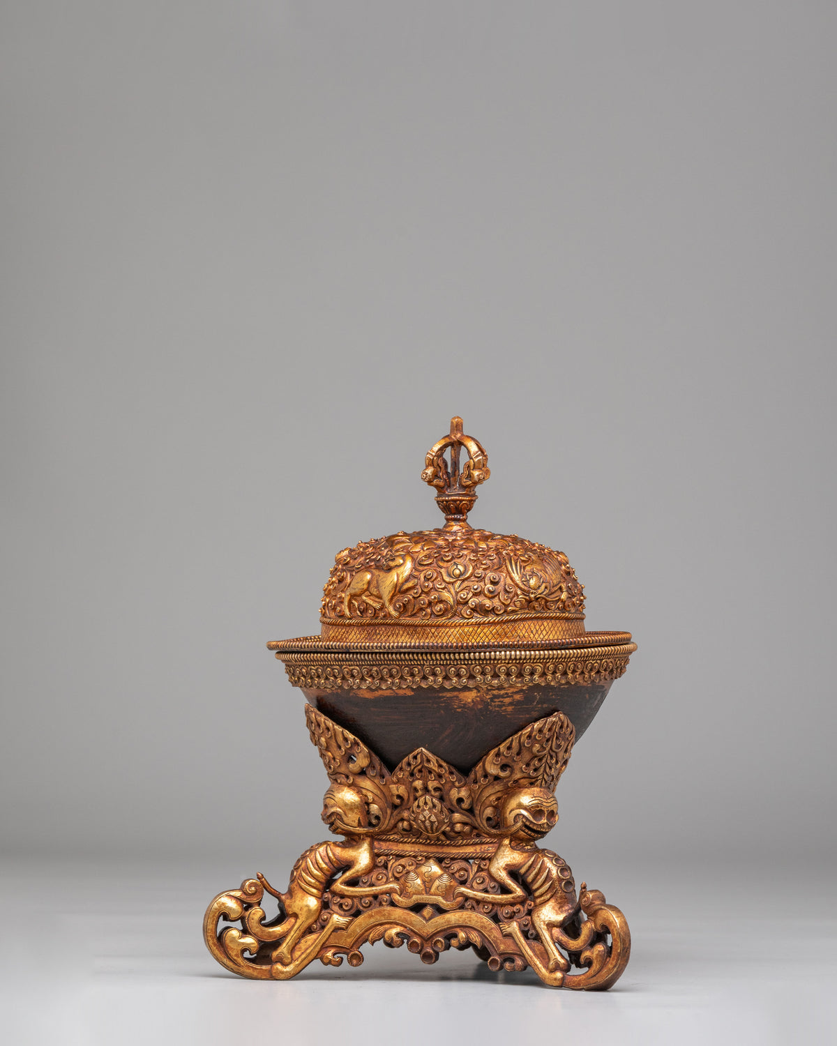Traditional Tibetan Kapala Set for Altar | Ritual Offering Vessel
