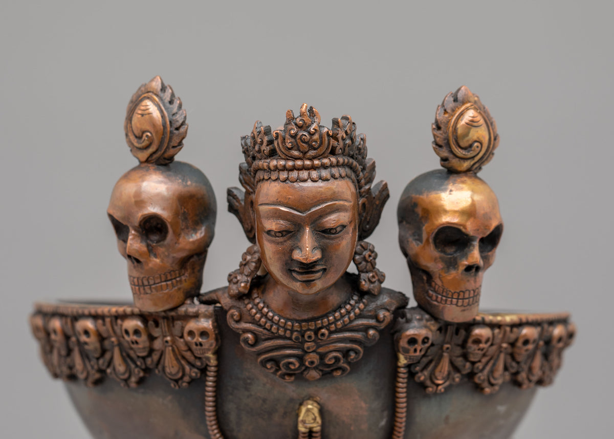 Himalayan Ritual Kapala With Stand | Traditional Skull Cup