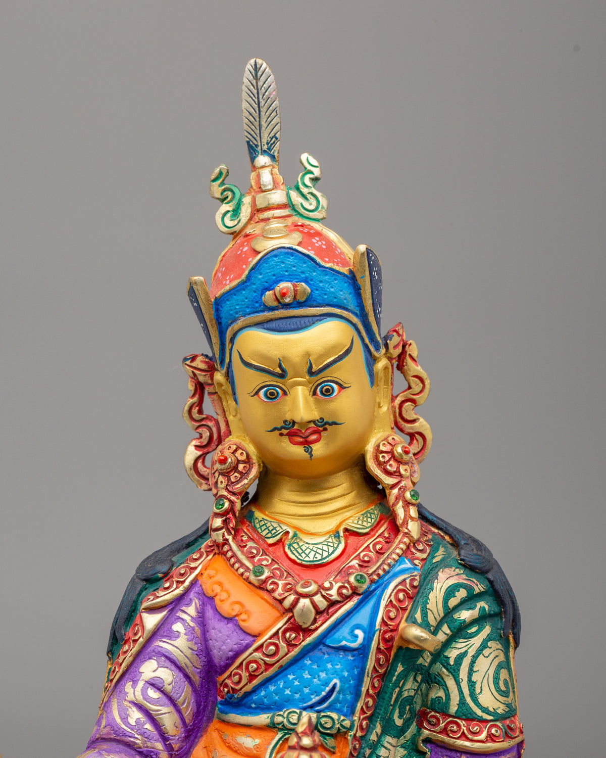 Padmasambhava Home Shrine Statue | Gold Plated Copper