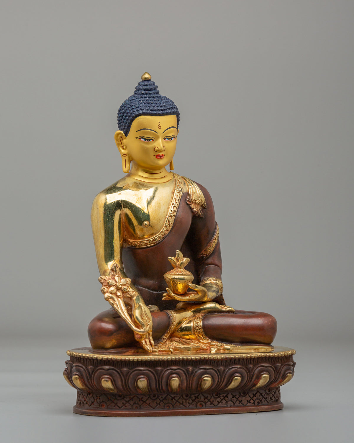 Sacred Medicine Buddha Sculpture | Gold Plated Buddhist Statue