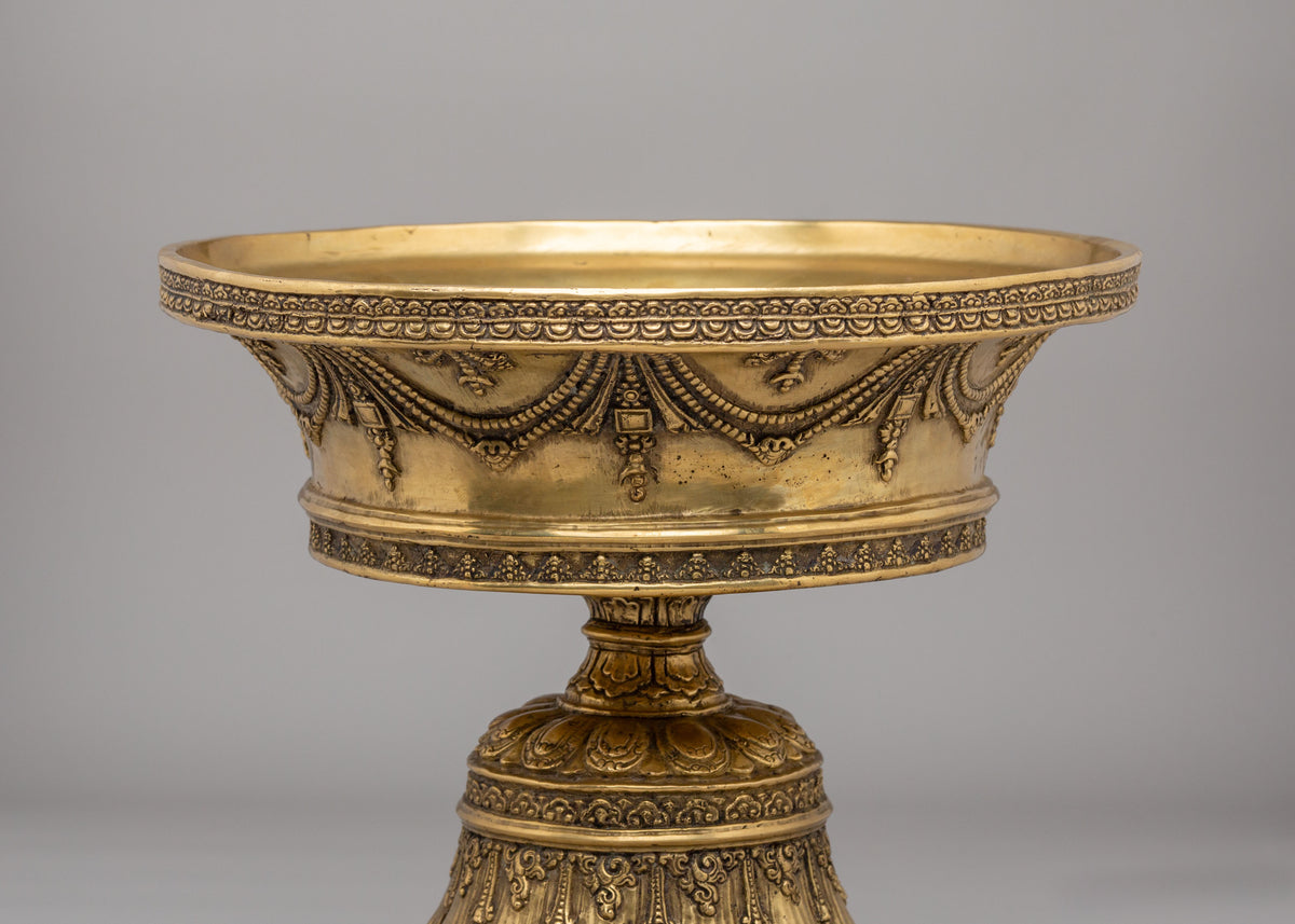 Traditional Sacred Butter Lamp | Buddhist Brass Offering Lamp