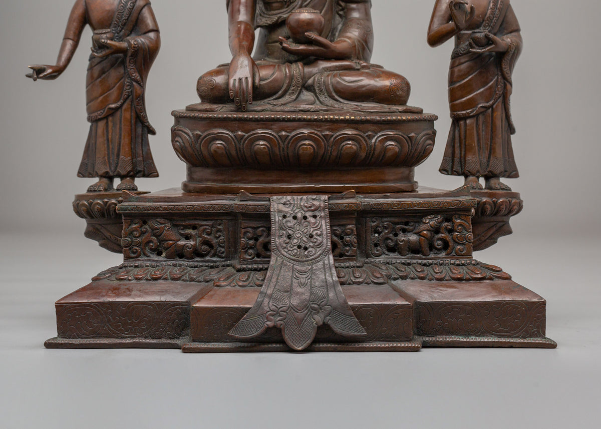 Buddha Shakyamuni with Disciples Statue | Garuda Makara Throne