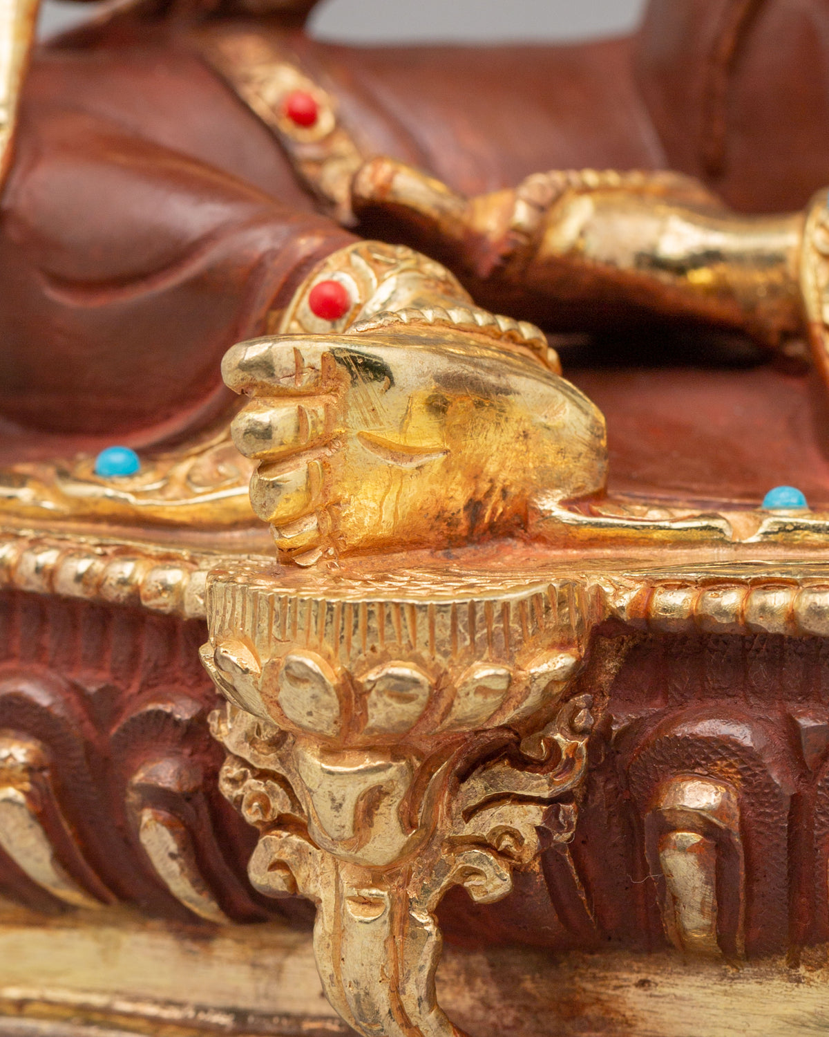 Handmade Altar Green Tara Statue | Gold Plated Buddhist Sculpture