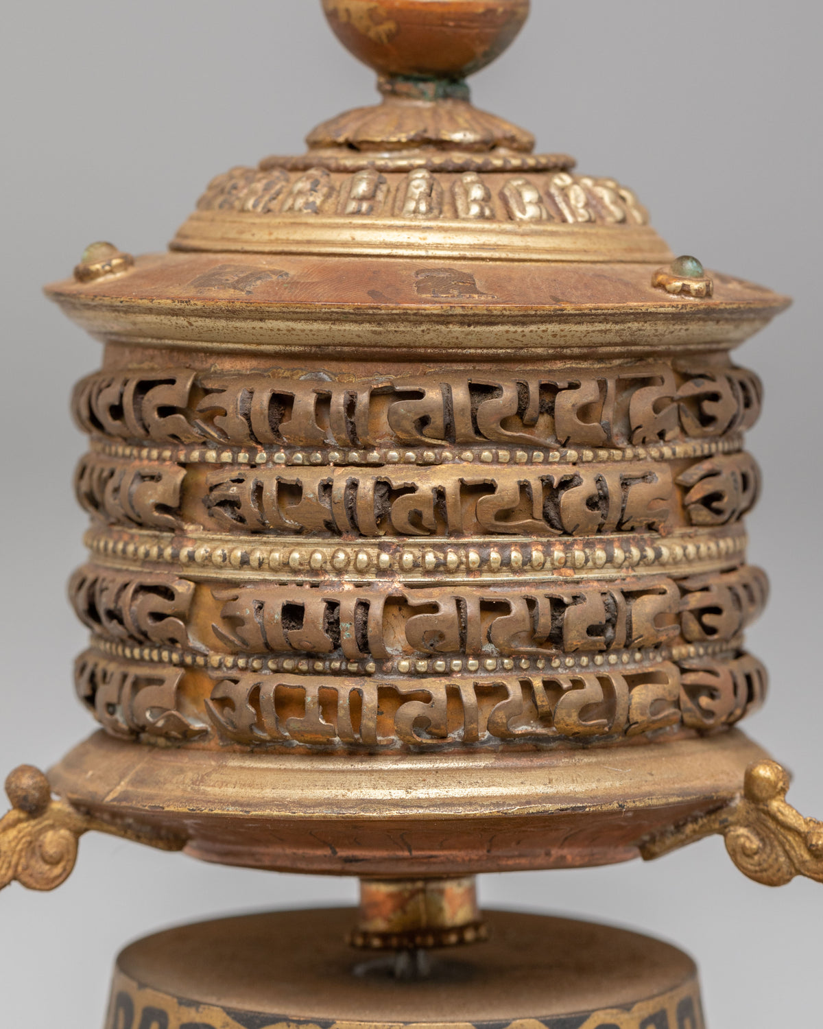 Handmade Shrine Prayer Wheel | Copper Buddhist Ritual Artwork