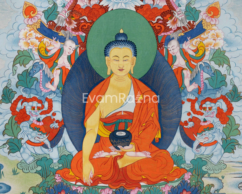 Shakyamuni Buddha Thangka Print | The Awakened One | Thangka Print for Inner Peace