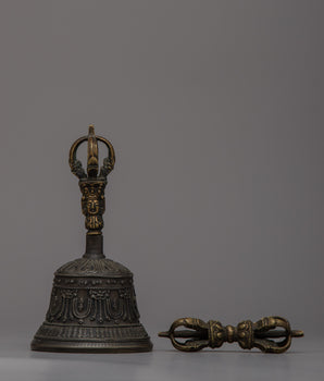 Tibetan Vajra and Bell Set | Sacred Ritual Instruments Symbolizing Spiritual Power and Purity