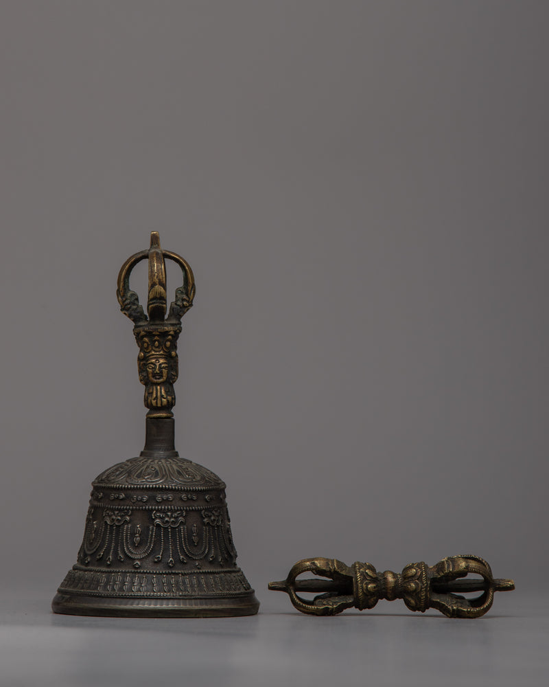 Tibetan Vajra and Bell Set | Sacred Ritual Instruments Symbolizing Spiritual Power and Purity