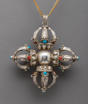 Silver Double Vajra Locket