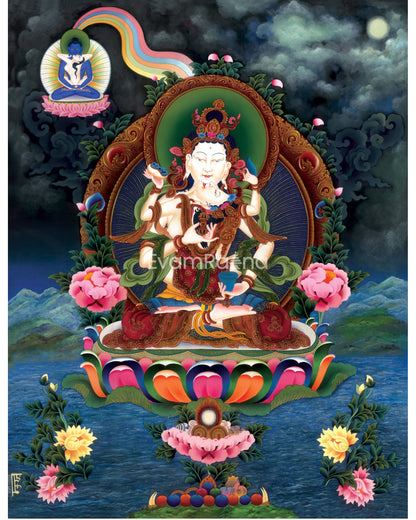 Tibetan Himalayan Vajrasattva Yab Yum Thangka Print | Buddhist Artwork