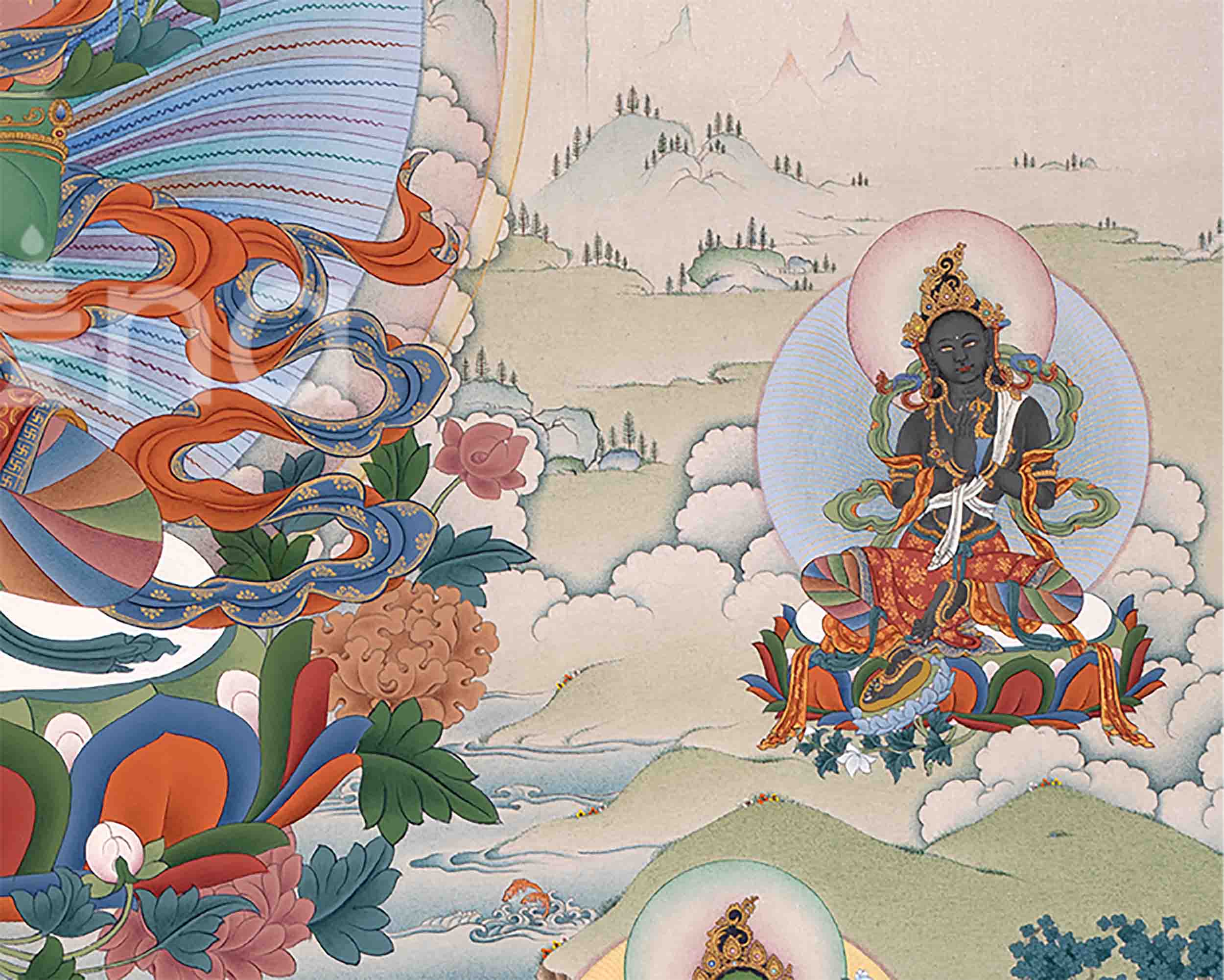 Traditionally Crafted Thangka Print For 21 Tara Praise | Tibetan Thangka Print For Mindfuless | Tibetan Buddhism Art