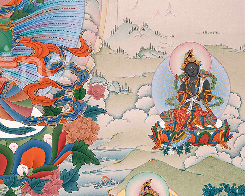 Traditionally Crafted Thangka Print For 21 Tara Praise | Tibetan Thangka Print For Mindfuless | Tibetan Buddhism Art