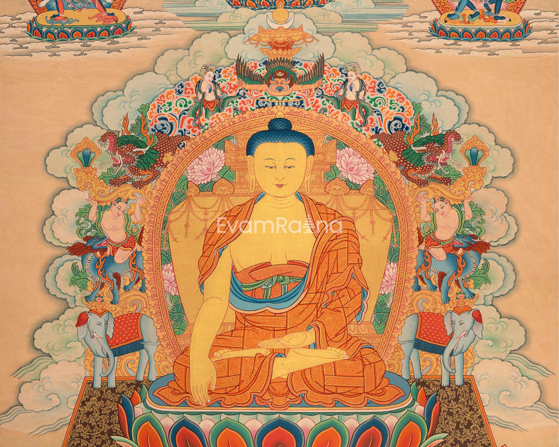 Buddha Shakyamuni Thangka Print | Print for Divine Blessings in the Journey to Enlightenment