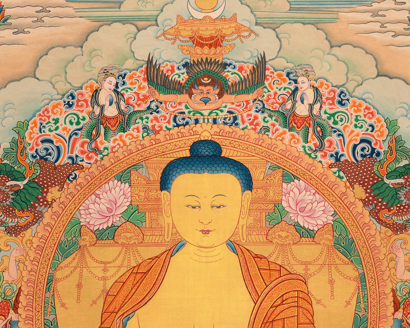 Buddha Shakyamuni Thangka Print | Print for Divine Blessings in the Journey to Enlightenment