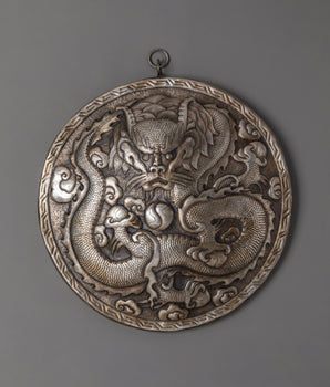 Handcrafted Tibetan Silver Dragon Wall Hanging | Feng Shui Dragon Decor