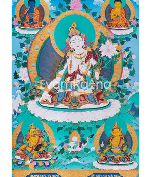 Beautifully Hand-Painted White Tara Thangka