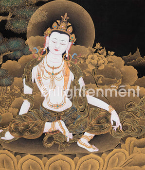 Black and Gold Avalokiteshvara Thangka | Chenrezig, The Deity Of Compassion | Traditional Artwork