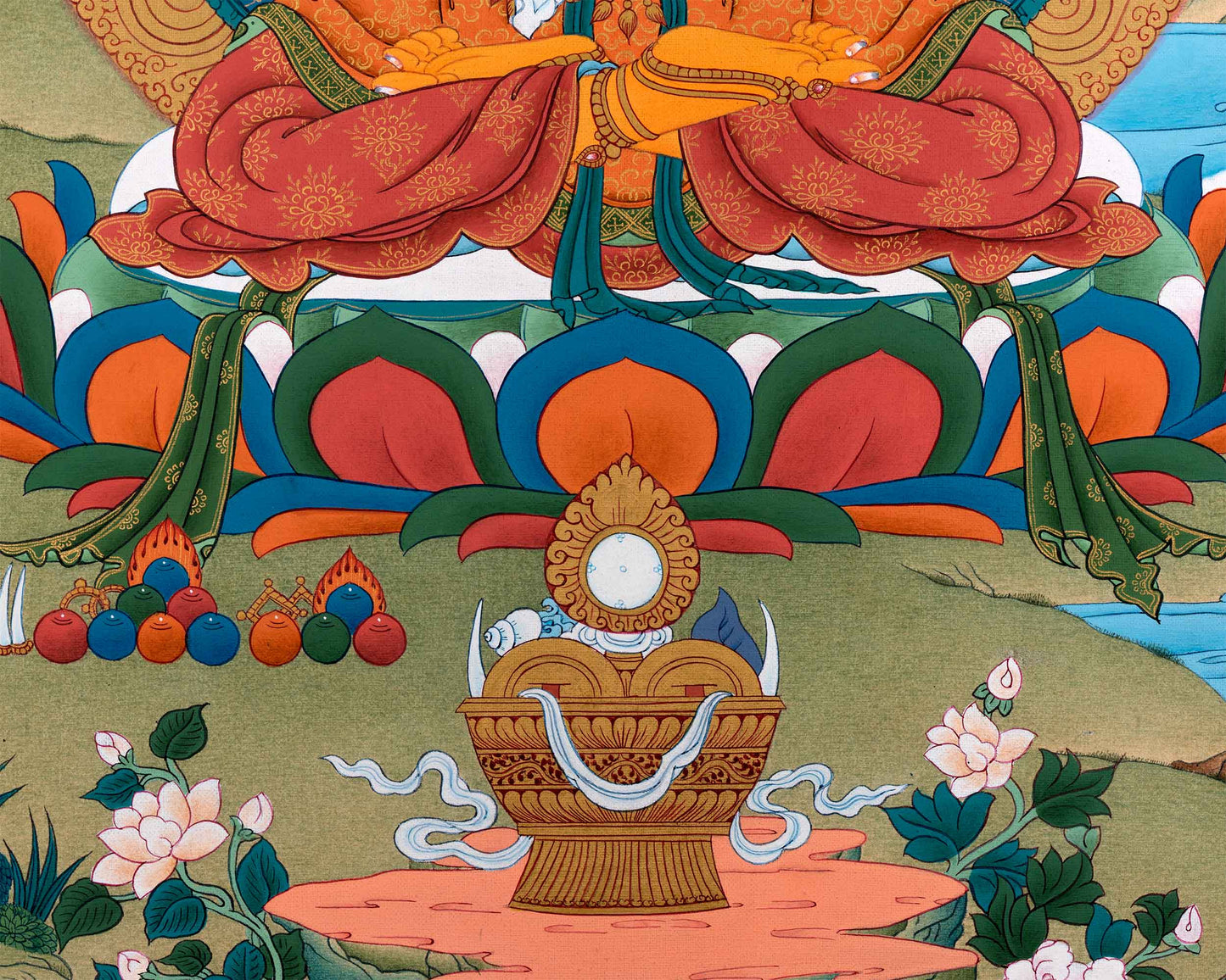 Manjushri : The Bodhisattva of Wisdom Thangka Print | Tibetan Buddhism Altar Art Print | Himalayan Art