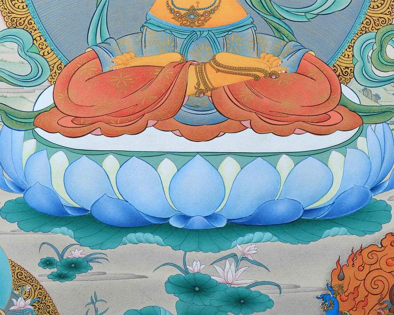 Buddhist Art: The Manjushri Thangka Print | Marvelous Manjushree Wall Decor | Tibetan Buddhism Art