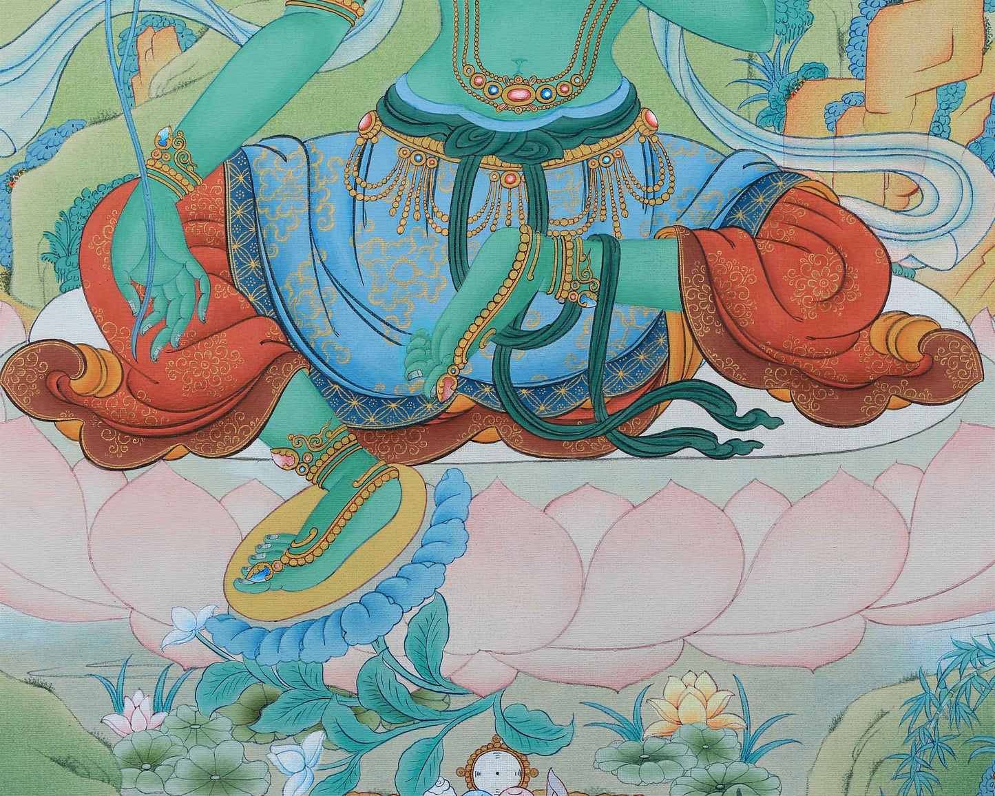 High-Quality Mother Green Tara Thangka Print | Goddess of Compassion | Buddhist Gifts