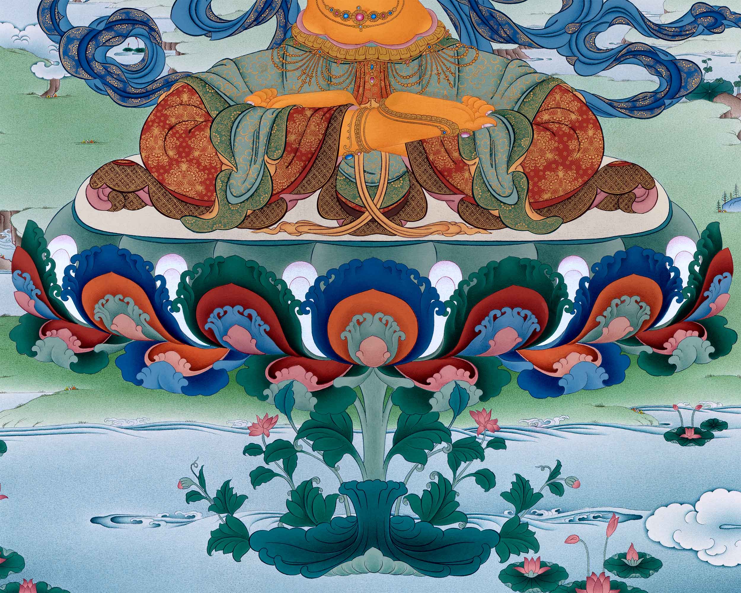High-Quality Manjushri Giclee Thangka Print | Bodhisattva Of Wisdom | Tibetan Buddhism Art