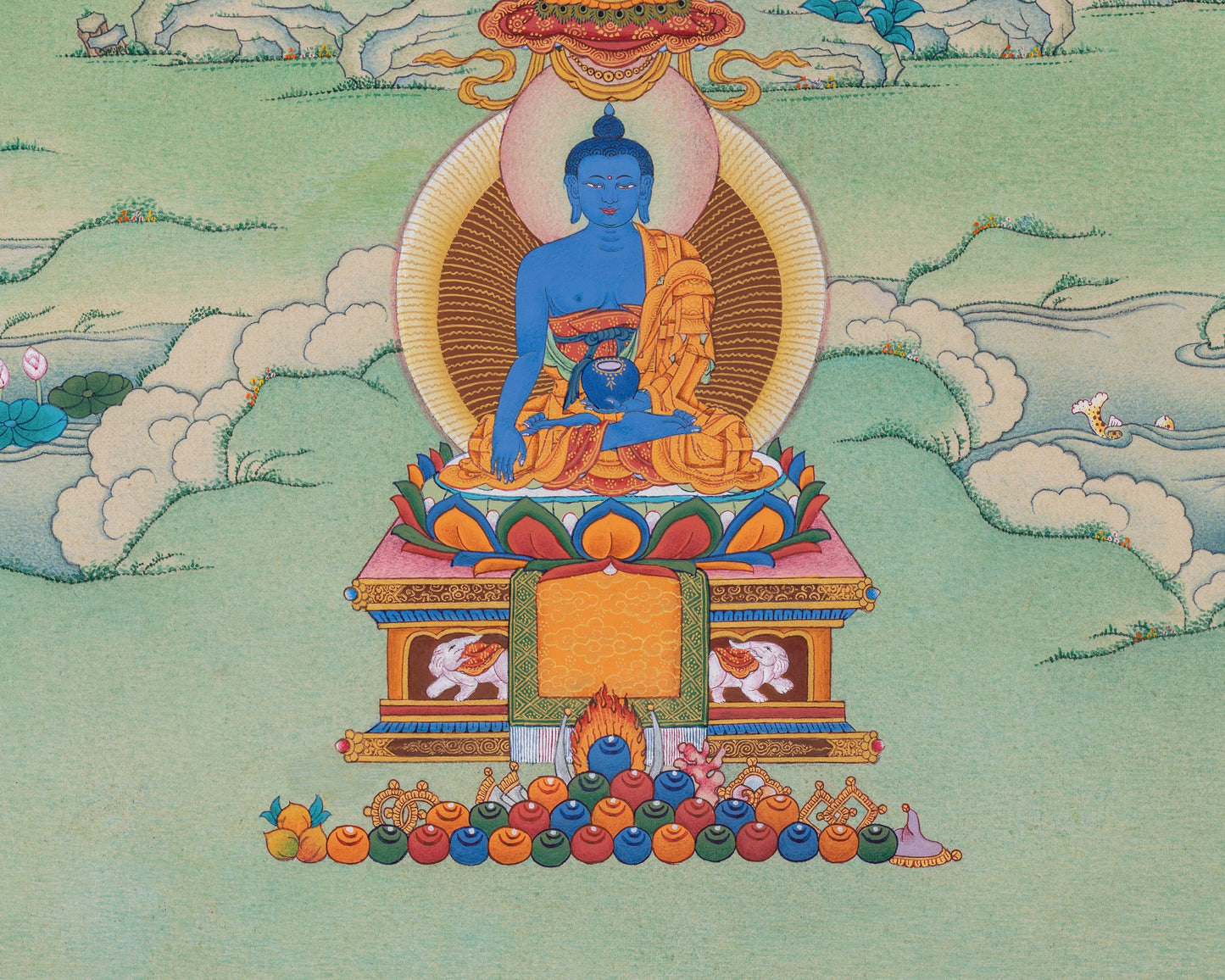 Five Dhyani Buddha Thangka | Hand Painted Traditional Art | Tibetan Buddhism Art