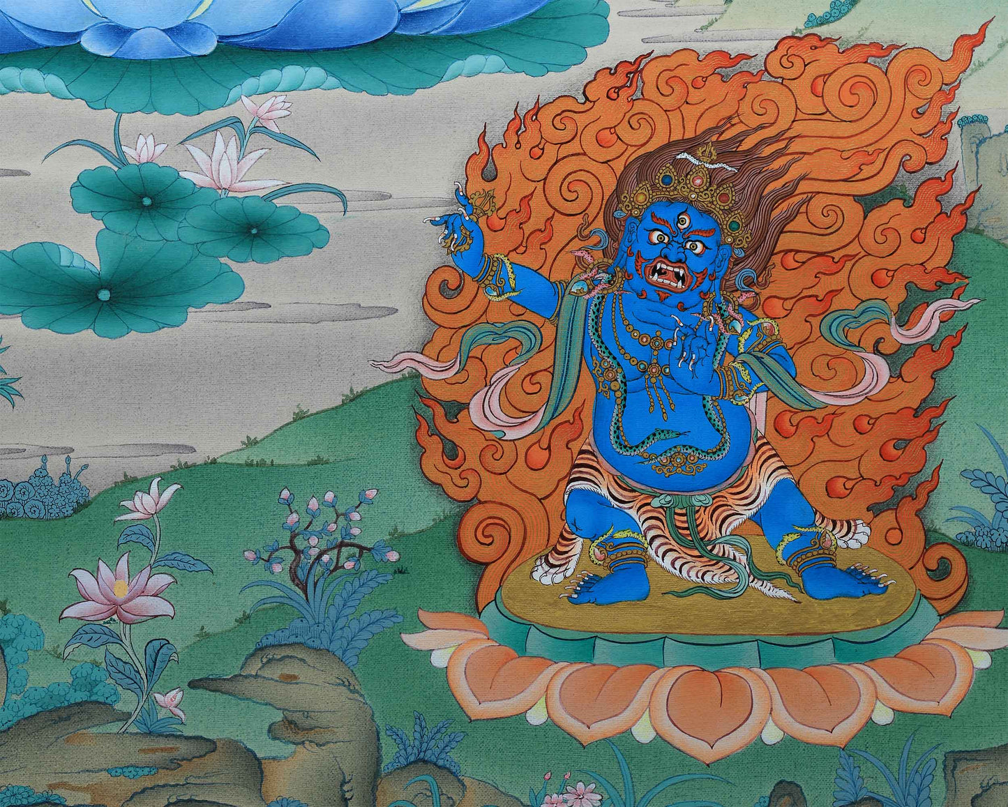 Buddhist Art: The Manjushri Thangka Print | Marvelous Manjushree Wall Decor | Tibetan Buddhism Art