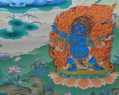 Buddhist Art: The Manjushri Thangka Print | Marvelous Manjushree Wall Decor | Tibetan Buddhism Art