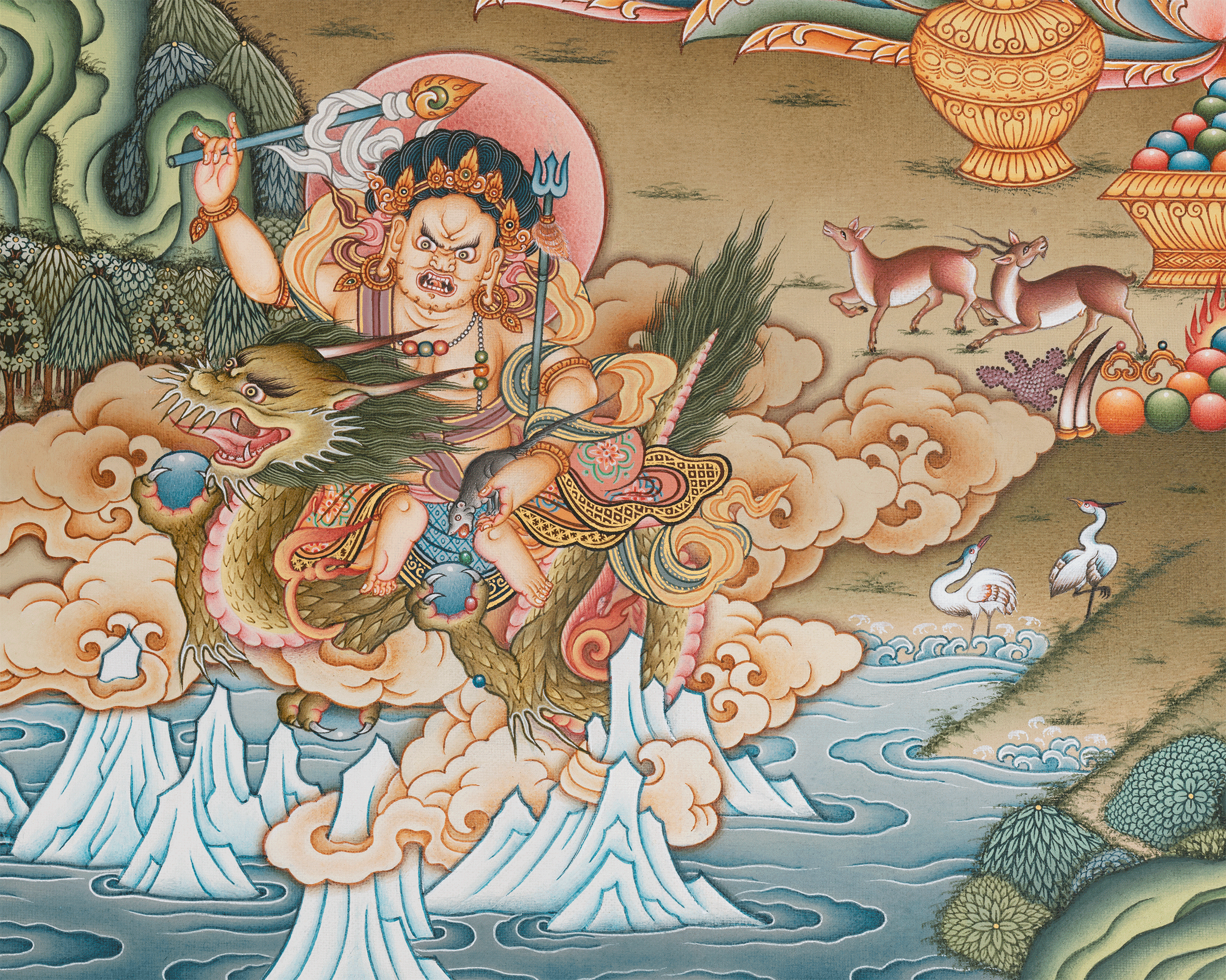Dzambhala Thangka Print | Vajrayana Fine Artwork