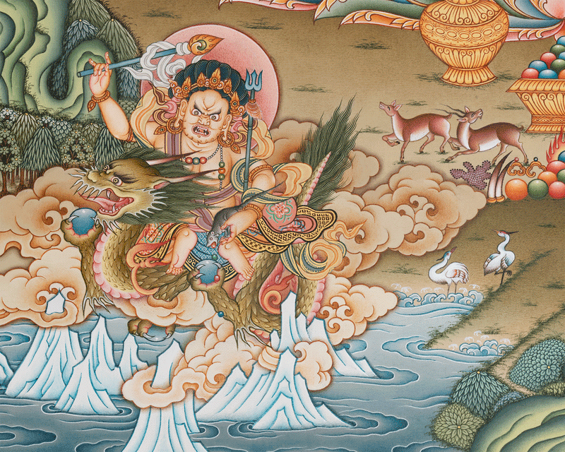 Dzambhala Thangka Print | Vajrayana Fine Artwork