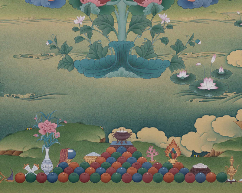 Wisdom Deity Manjushri Canvas Print | Manjushri Thangka Print for Enlightenment | Buddhist Home Decor