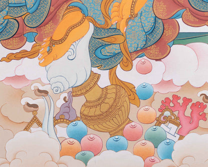 Dzambhala Thangka Print | The Wealth Deity Digital Print | Tibetan Buddhist Art