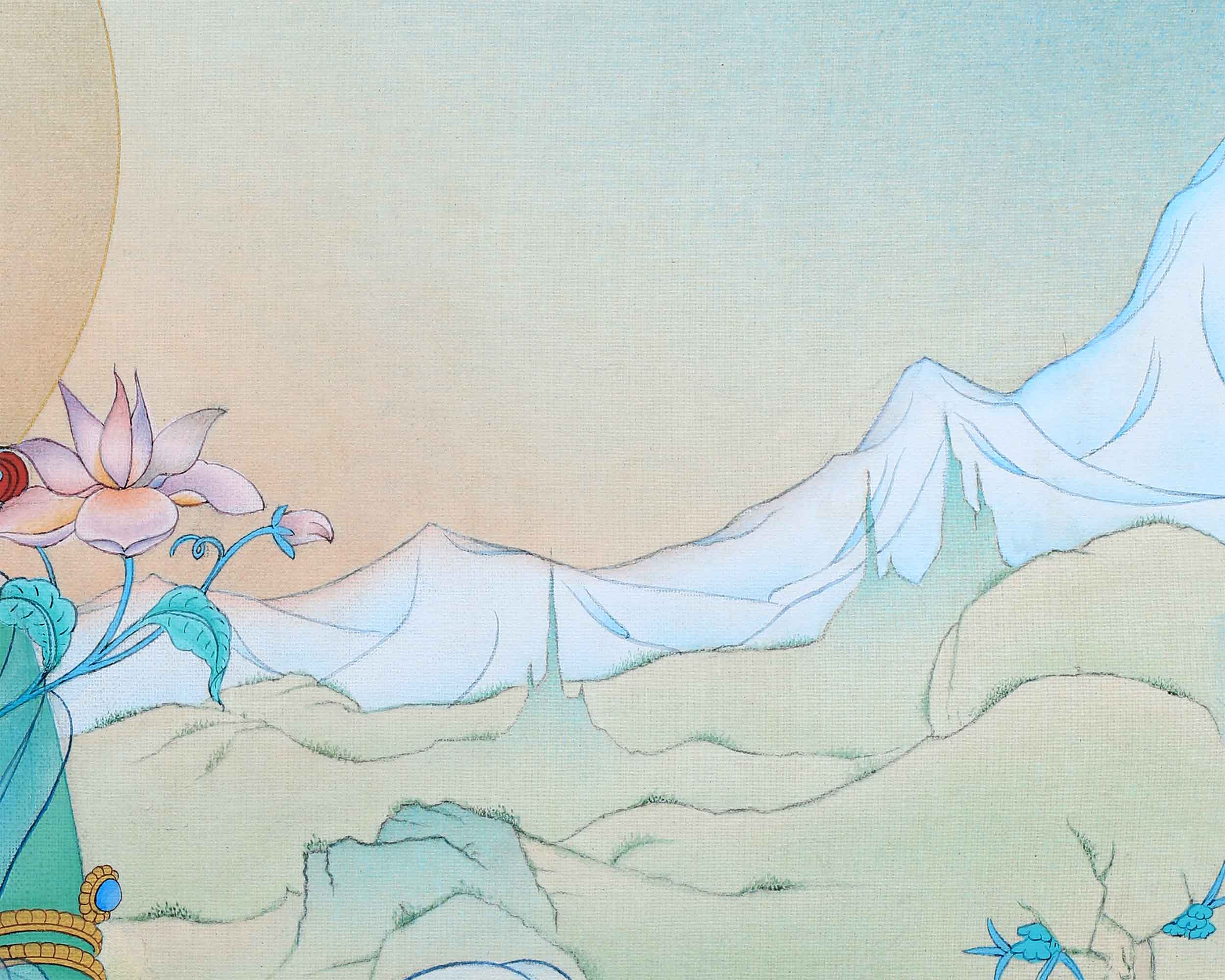 Mother Green Tara Thangka Print | Goddess of Compassion | Tibetan Buddhist Artwork