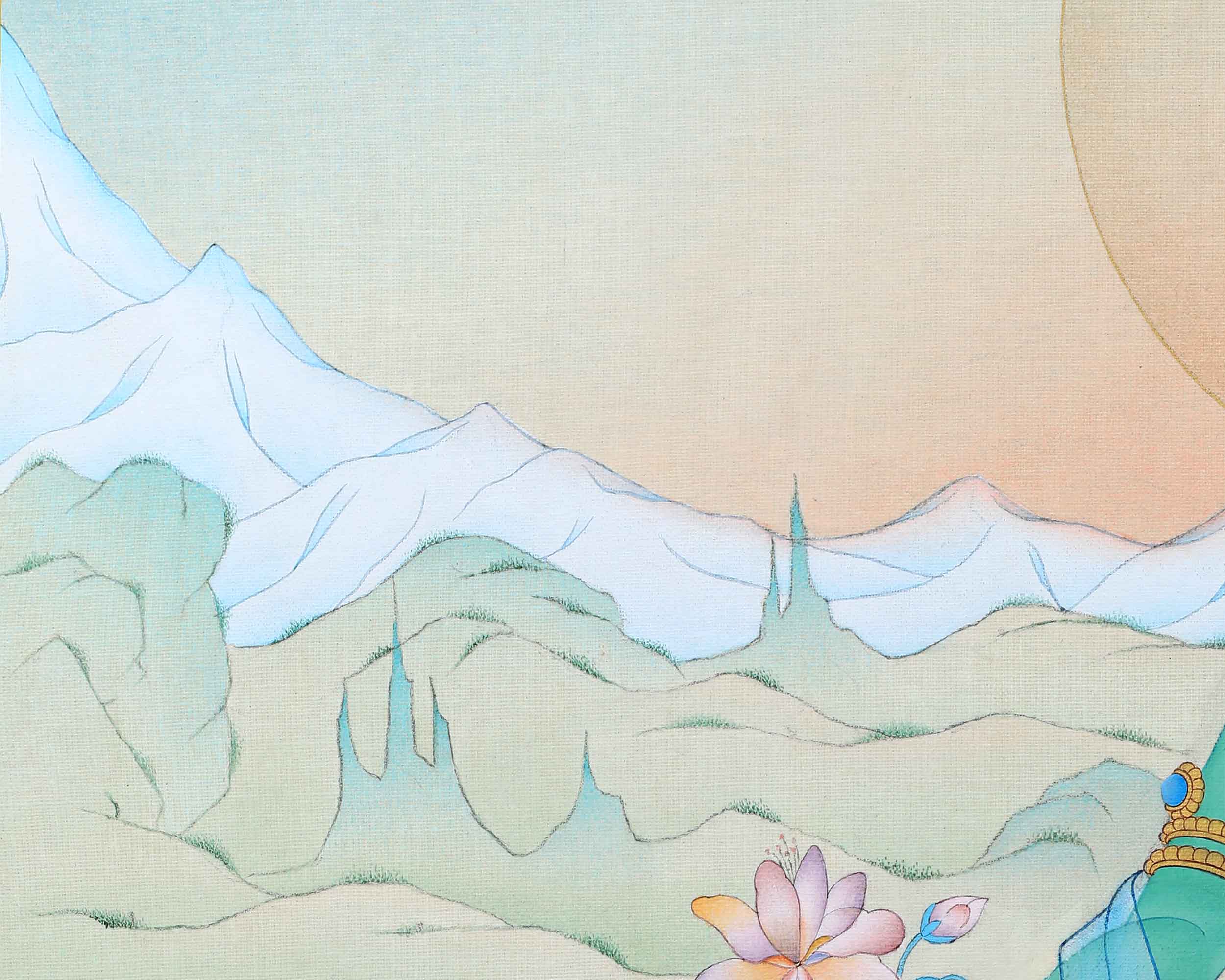 Mother Green Tara Thangka Print | Goddess of Compassion | Tibetan Buddhist Artwork